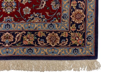 Lot 73 - A VERY FINE PART SILK SIGNED ISFAHAN RUNNER, CENTRAL PERSIA