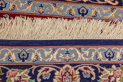Lot 73 - A VERY FINE PART SILK SIGNED ISFAHAN RUNNER, CENTRAL PERSIA