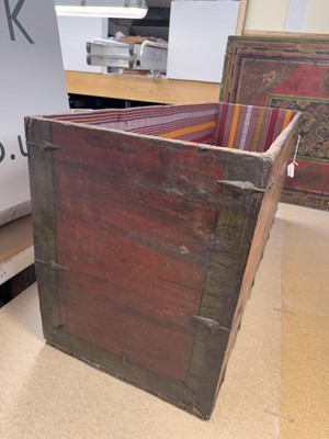 Lot 852 - A LARGE TIBETAN PAINTED WOOD 'DRAGON' CHEST