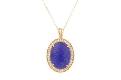 Lot 220 - A TANZANITE AND DIAMOND PENDANT NECKLACE