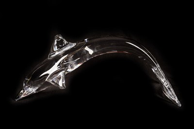 Lot 103 - DAUM, FRANCE; A LARGE GLASS DOLPHIN, CIRCA 1970S