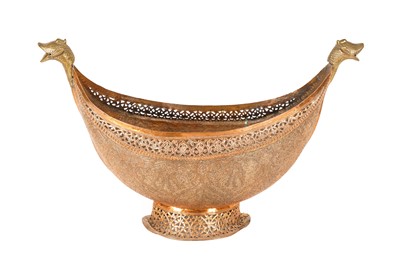 Lot 191 - A LARGE COPPER KASHKUL, SRINAGAR, KASHMIR, LATE 19TH TO EARLY 20TH CENTURY