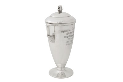 Lot 74 - Indian Royal interest – A George V Art Deco sterling silver trophy, Birmingham 1935 by Joseph Gloster Ltd