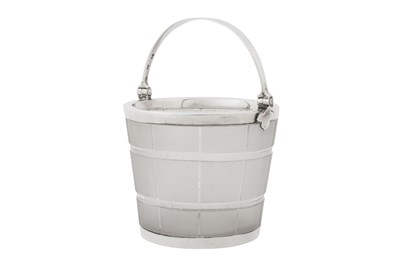 Lot 403 - A Victorian sterling silver mounted glass pail or bucket, London 1864 by John Wilmin Figg
