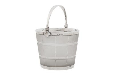Lot 403 - A Victorian sterling silver mounted glass pail or bucket, London 1864 by John Wilmin Figg