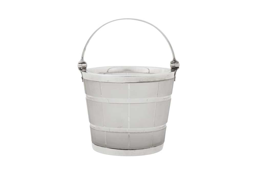 Lot 403 - A Victorian sterling silver mounted glass pail or bucket, London 1864 by John Wilmin Figg
