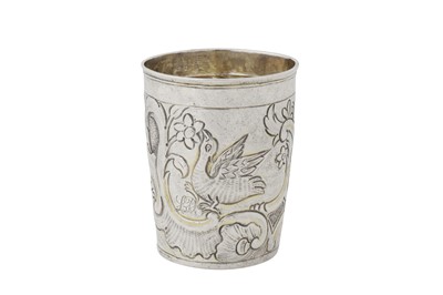 Lot 259 - A Catherine II Russian 84 zolotnik standard silver beaker, Moscow 1768 by Grigory Ivanov Serebryanikov (active 1745-68)