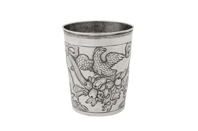 Lot 261 - A Catherine II Russian 84 zolotnik standard silver beaker, Moscow 1771 by Fyodor Tikhonov Kryzhev (b. 1710)