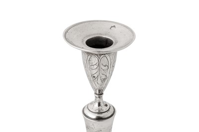 Lot 278 - A pair of early 19th century Austrian 13 loth (812 standard) silver candlesticks, Vienna probably 1805 by Paul Mayerhofer (active 1785-1811)