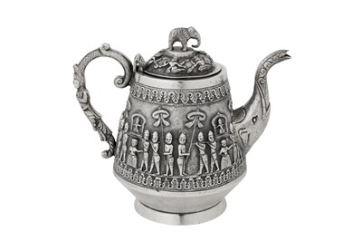 Lot 107 - An early 20th century Anglo – Indian unmarked silver teapot, probably Bombay circa 1920