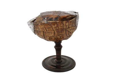 Lot 140 - A LATE 17TH CENTURY UNMARKED SILVER-MOUNTED TORTOISE SHELL BOWL ON STAND, PROBABLY DUTCH CIRCA 1680