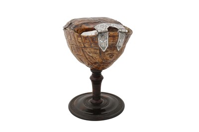 Lot 140 - A LATE 17TH CENTURY UNMARKED SILVER-MOUNTED TORTOISE SHELL BOWL ON STAND, PROBABLY DUTCH CIRCA 1680