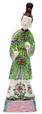 Lot 73 - A CHINESE FAMILLE-ROSE 'HE XIANGU' FIGURE