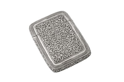 Lot 161 - A late 19th / 20th century Ceylonese (Sri Lankan) unmarked silver card case, Kandy circa 1900