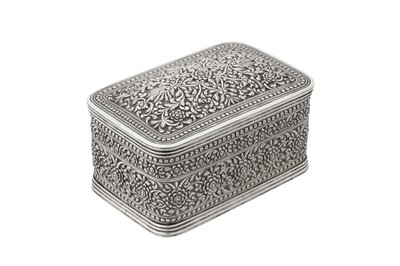 Lot 160 - A late 19th / 20th century Ceylonese (Sri Lankan) unmarked silver box, Kandy or Colombo circa 1900