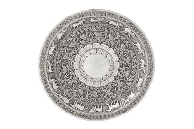 Lot 147 - An early to mid-20th century Ceylonese (Sri Lankan) silver small moonstone tray, Kandy circa 1920-40