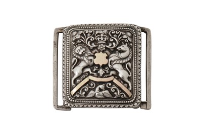 Lot 157 - A unusual late 19th century Ceylonese (Sri Lankan) unmarked silver and gold mounted officer’s waist belt buckle, Kandy circa 1890