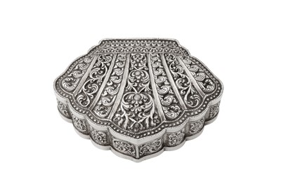 Lot 150 - An early 20th century Ceylonese (Sri Lankan) unmarked silver box, Kandy circa 1930