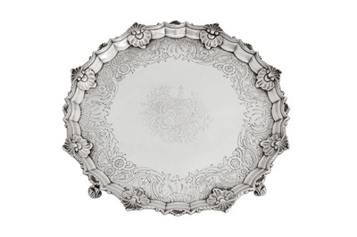 Lot 471 - A George II Irish sterling silver salver, Dublin circa 1750 by James Douglas (active 1731-68)