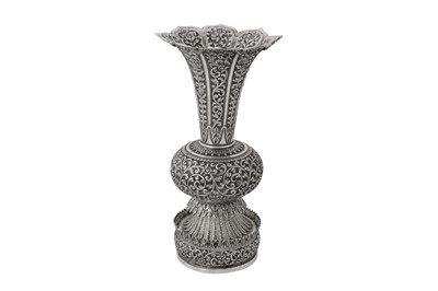 Lot 118 - A late 19th century Anglo – Indian unmarked silver vase, Cutch circa 1890