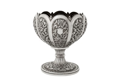 Lot 119 - A late 19th / early 20th century Anglo – Indian silver footed bowl, Cutch circa 1900 by VK (unidentified)