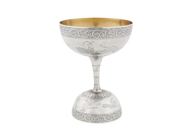 Lot 122 - A rare late 19th century Anglo – Indian unmarked silver double cup, Alwar circa 1880-85 probably by Panna Lal