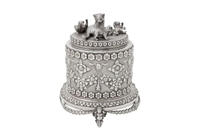 Lot 124 - An unusual and rare late 19th century Anglo – Indian unmarked silver betel box, Madras circa 1880