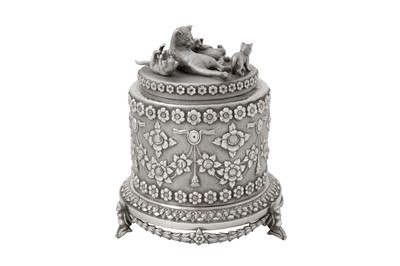 Lot 124 - An unusual and rare late 19th century Anglo – Indian unmarked silver betel box, Madras circa 1880