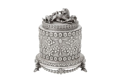 Lot 124 - An unusual and rare late 19th century Anglo – Indian unmarked silver betel box, Madras circa 1880