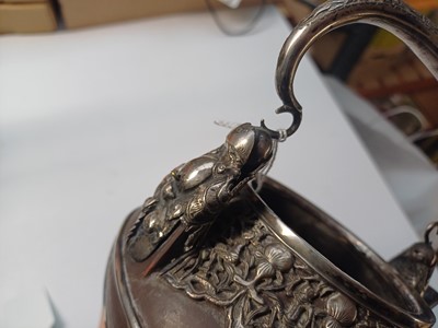 Lot 954 - A CHINESE YIXING TEAPOT WITH VIETNAMESE SILVER MOUNTS