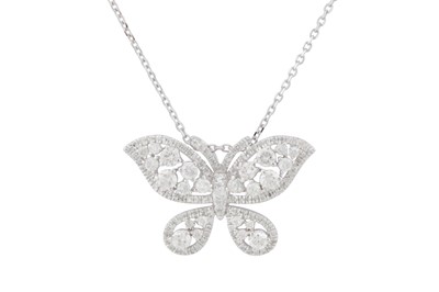 Lot 134 - A BUTTERFLY DIAMOND PENDANT NECKLACE