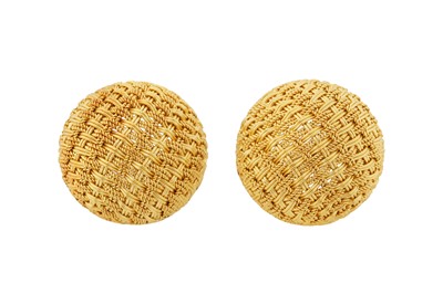 Lot 73 - A PAIR OF GOLD CLIP EARRINGS, CIRCA 1972