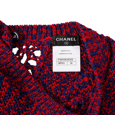 Lot 42 - Chanel Red Crochet Pocket Dress - Size 36