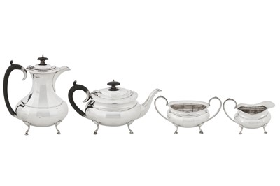 Lot 374 - A George V sterling silver four-piece tea and coffee service, Birmingham 1927 by William Adams