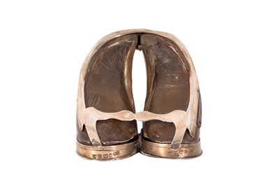 Lot 173 - A Victorian sterling silver mounted hoof double vesta case, Exeter 1879 by Josiah Williams