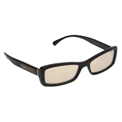 Lot 546 - Chanel Black 'Chanel' Rectangle Sunglasses