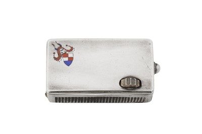 Lot 46 - An early 20th century silver and enamel vesta case, Vienna by Georg Adam Scheid (1838-1921, reg. 1882)