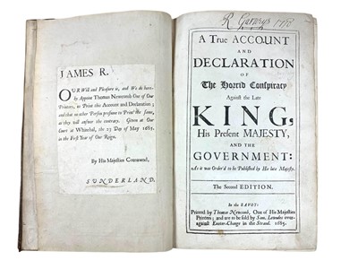 Lot 55 - Sprat (Thomas) A True Account and Declaration of the Horrid Conspiracy Against the Late King