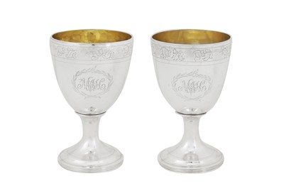 Lot 496 - A pair of George III provincial sterling silver goblets, Newcastle 1818 by Christian Ker Reid