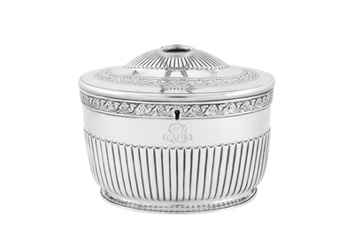 Lot 440 - A George III sterling silver tea caddy, London 1789 by Andrew Fogelberg and Stephen Gilbert (reg. July 1780)