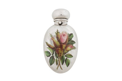 Lot 41 - A Victorian sterling silver and enamel scent bottle, Birmingham 1885 by Horton and Allday