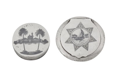 Lot 235 - An early 20th century Iraqi silver and niello compact, Omara circa 1930 signed Mansour