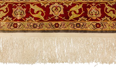 Lot 17 - AN EXTREMELY FINE SILK AND METAL THREAD SIGNED HEREKE PRAYER RUG, TURKEY