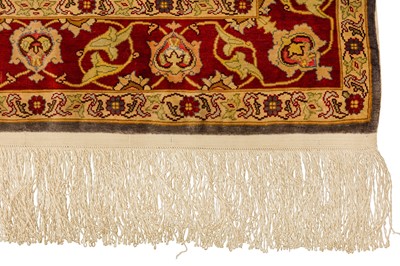 Lot 17 - AN EXTREMELY FINE SILK AND METAL THREAD SIGNED HEREKE PRAYER RUG, TURKEY