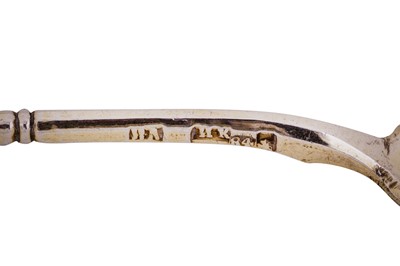 Lot 247 - A set of six Alexander III Russian 84 Zolotnik silver gilt spoons, Moscow circa 1882 by Luka Lozinsky (active 1882-1908)