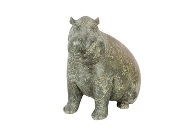 Lot 113 - A CARVED AND POLISHED STONE SCULPTURE OF A HIPPOPOTAMUS