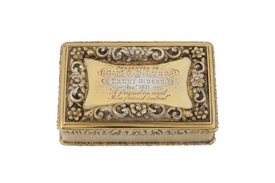 Lot 4 - A Victorian sterling silver gilt snuff box, Birmingham 1846 by Edward Smith