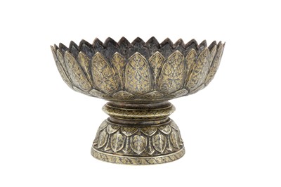 Lot 180 - A late 19th century Siamese (Thai) silver gilt niello bowl stand, Bangkok or Nakon Sri Thammarat circa 1880