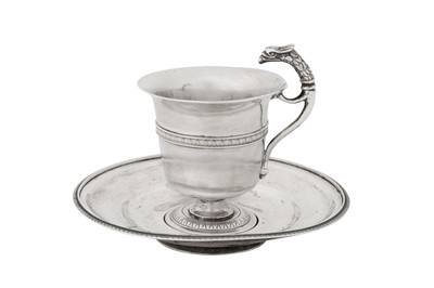 Lot 276 - An early 19th century Austrian 13 lot (812 standard) silver cup and saucer, Vienna 1824 by Christian Sander (active 1819-49)