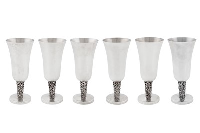 Lot 360 - A set of six Elizabeth II modernist sterling silver goblets, London 1979 by Graham Watling